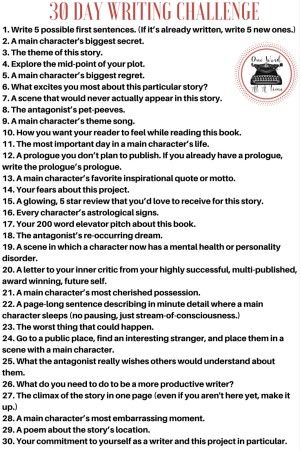 30 Day Writing Challenge to take you deeper into your story, characters, and creative process. 30 Day Writing Challenge, Writing Prompts For Writers, Writing Challenge, Creative Writing Prompts, Writing Stuff, Writers Write, Book Writing Tips, Story Characters, Writing Resources