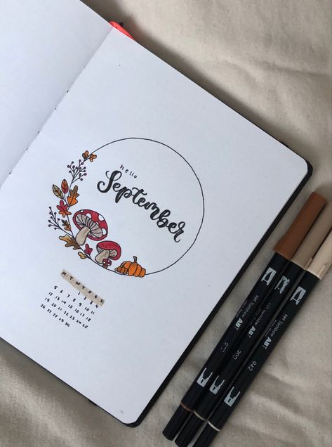 September Bullet Journal Cover, September Bullet Journal, Journal 2025, Bullet Journal September, Bullet Journal Cover, Hello September, Journal Inspo, Bullet Journal Inspo, Journal Cover