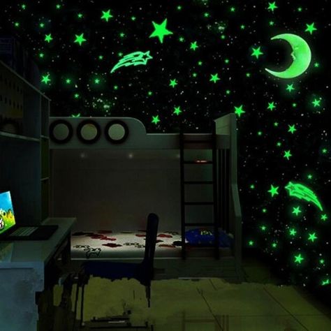 Glow In The Dark Room, Stars Glow In The Dark, Living Room Decal, Dark Room Decor, Fluorescent Paint, Space Themed Bedroom, Dark Bedroom, Design Salon, Room Decals