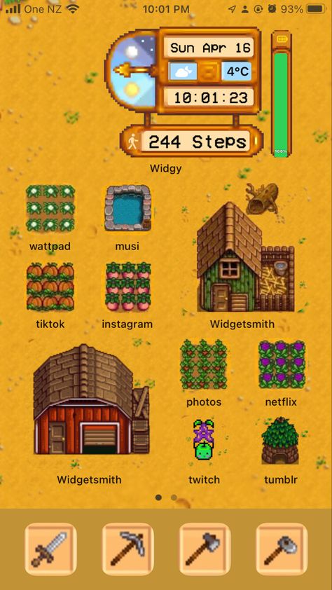 Stardew Valley Themed Phone, Stardew Valley Home Screen, Stardew Valley Phone Layout, Stardew Valley Iphone Layout, Stardew Valley Phone Icons, Stardew Valley Homescreen, Stardew Valley Phone Wallpaper, Stardew Valley Lockscreen, Stardew Wallpaper