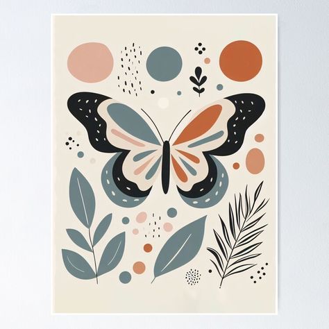 Boho Art Painting, Minimalist Butterfly, Butterfly Inspiration, Painting Butterfly, Naive Illustration, Boho Painting, Butterfly Poster, Boho Minimalist, Art Poster Design