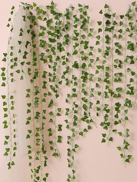 12pcs/set Plastic Artificial Leaf Vine, Simulation Plant Green Vine For Party | SHEIN USA Preppy Bedroom Pictures, Artificial Vines Decor, Green Vines Aesthetic, Green Preppy Room, Aesthetic Fake Plants, Fake Vines Decor Bedroom, Preppy Plants, Vines Aesthetic, Fake Vines