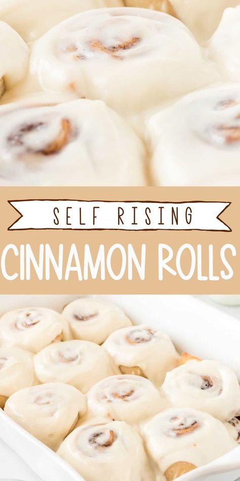 Self Rising Flour Cinnamon Rolls, Bread Recipe Self Rising Flour, No Rise Cinnamon Rolls, Rolls Without Yeast, Cinnamon Rolls Without Yeast, Homemade Cream Cheese Icing, No Yeast Cinnamon Rolls, Easy Cinnamon Rolls, Cinnamon Rolls From Scratch