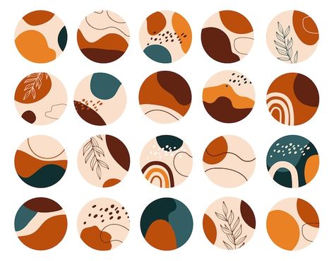 Premium Vector | Set of abstract backgrounds. different abstract shapes. isolated abstract round icons for stories highlights. hand drawn doodle objects and shapes. Round Icons, Easy Yarn Crafts, Highlights Cover, Boho Art Drawings, Coaster Art, Iphone Wallpaper Video, Boho Painting, Summer Illustration, Pottery Painting Designs