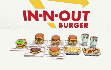 In-N-Out's Not So Secret Menu Custom Food | Patreon Sims 4 Insimnia Eats, Insimnia Eats Sims 4, Sims 4 Fast Food, Sims Food, Blender Food, Sims Furniture, Sims 4 Cc Eyes, Sims 4 Challenges, Sims Packs