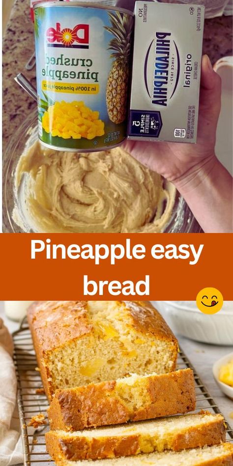 Looking for a tasty treat that's easy to make? Try our Pineapple Easy Bread recipe! Made with simple ingredients like flour, cream cheese, and crushed pineapple, this bread is moist, flavorful, and perfect for breakfast or dessert. With step-by-step instructions and helpful tips, you'll be enjoying this delicious pineapple bread in no time. Whether you're hosting a brunch or simply craving something sweet, this recipe is sure to impress. Pineapple Quick Bread With Cream Cheese, Moist Pineapple Banana Bread, Quick Pineapple Bread, 12 Tomatoes Recipes Pineapple Quick Bread, Pineapple Cream Cheese Bread, Pineapple Quick Bread 12 Tomatoes, Hawaiian Banana Bread Recipe Hawaii, What To Do With Fresh Pineapple, Pineapple Quick Bread Recipes