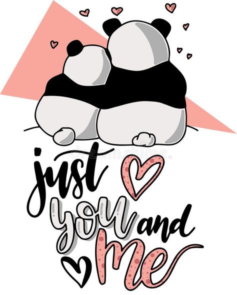 . Panda And Bear Couple, Panda Love Couple, Bears In Love, Panda Hug, Couple Vector, Pink Illustration, Panda Bears, Just You And Me, Mother And Son