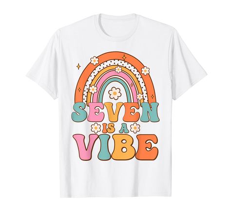 PRICES MAY VARY. Seven Is A Vibe Birthday Party Groovy Boys Girls Kids Is A Vibe is a design for your kids, children, and girls who are 7 years old. Great graphic tee for a 7th birthday kids. Suitable for kids, girl and boys on Birthday Day. Lightweight, Classic fit, Double-needle sleeve and bottom hem Seven Is A Vibe Birthday, Vibe Birthday Party, Birthday Kids, Girls T Shirt, 7th Birthday, Birthday Shirts, Girls Tshirts, Branded T Shirts, Kids Birthday