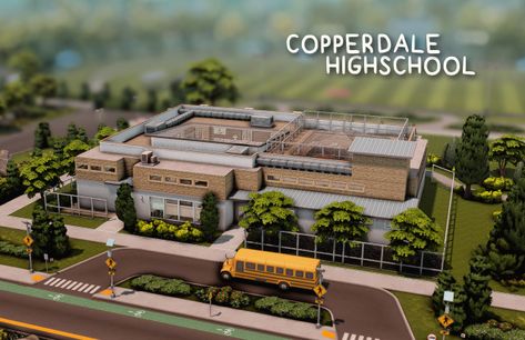 Copperdale Highschool (No CC) Highschool Years Sims 4, The Sims 4 Highschool Years Cc, Sims 4 School Lot, Ts4 High School Cc, Sims 4 Gallery Lots No Cc, Sims 4 Cc Highschool, Copperdale Sims 4, High School Years Sims 4, Sims 4 Community Lots No Cc