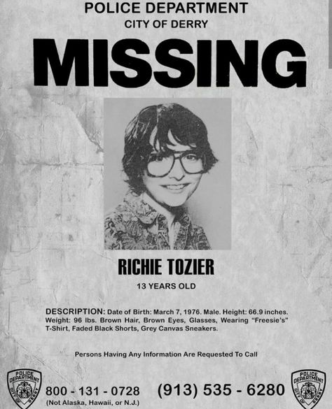 Missing Poster, Richie Tozier, You'll Float Too, Its 2017, It The Clown Movie, I'm A Loser, Stranger Things Wallpaper, Movies 2017, It Movie Cast