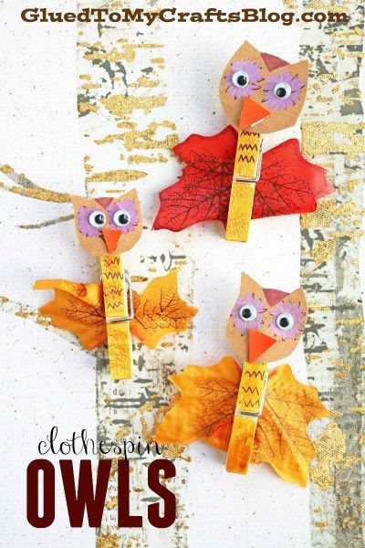 Fall Themed Clothespin Owl - Kid Craft Crafts With Clothes Pins, Crafts With Clothes, Owl Puppet, Harvest Crafts, Owl Craft, Fall Owl, November Crafts, Owl Kids, Fall Arts And Crafts