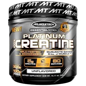 Muscletech, Essential Series, Platinum 100% Creatine, Unflavored, 14.11 oz (400 g) - iHerb Creatine Powder, Best Creatine, Sport Diet, Nutrition Branding, Increase Muscle Mass, Creatine Monohydrate, Bodybuilding Supplements, Sports Supplements, Optimum Nutrition