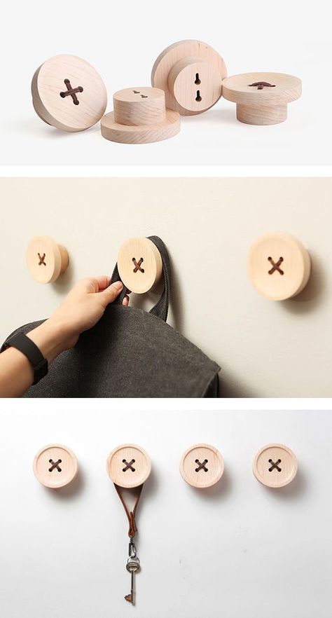 Get Inspired with Pana Objects: Hang On, Wooden Buttons, Blog Design, Handmade Furniture, Handmade Home Decor, Handmade Home, Sewing Room, Wood Design, Home Decor Accessories