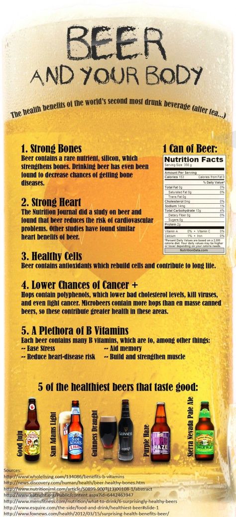 Beer And Your Body Please view the bottom of infographic for document sources. I do not know who designed the infographic, as always... If it's you let me know.  Thanks! Benefits Of Beer, Beer Benefits, Beer Facts, The Distillers, All Beer, Beer Recipes, How To Make Beer, Beer Brewing, Best Beer