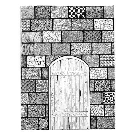 Easy Urban Sketches For Beginners, Black And White Pen Art, Black And White Doodle Art, Zentangle Patterns Step By Step, Black Pen Art, Black And White Doodles, Pen Art Doodle, Color Theory Art, Fineliner Art