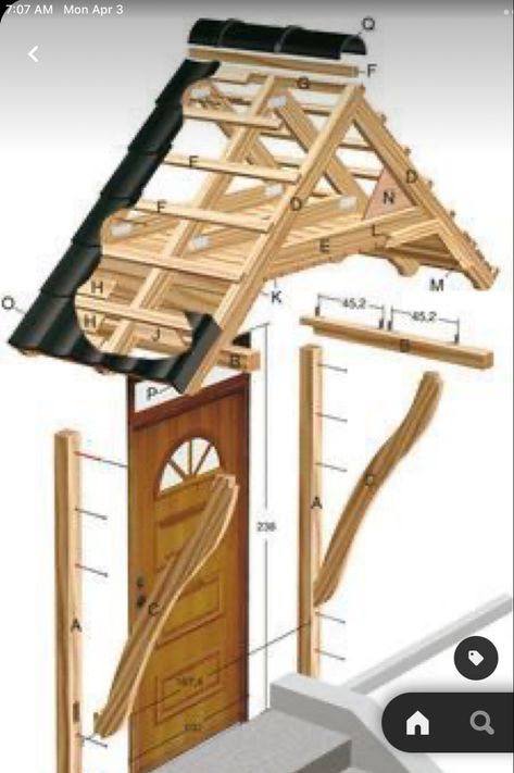 Porch Roof Design, Door Canopy Porch, Awning Over Door, Front Door Awning, Veranda Design, Timber Frame Porch, Door Overhang, House Awnings, Porch Canopy