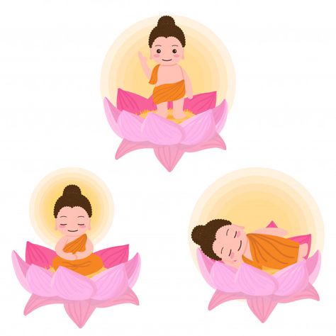 Buddha birth enlighten nirvana on vesak ... | Free Vector #Freepik #freevector #freebanner #freeflower #freeposter #freecard Vesak Greetings, Buddha Birth, Animal Logo Design Inspiration, Vesak Day, Banner Flower, Buddha Art Drawing, Baby Buddha, Meditation Poses, Buddha Art Painting