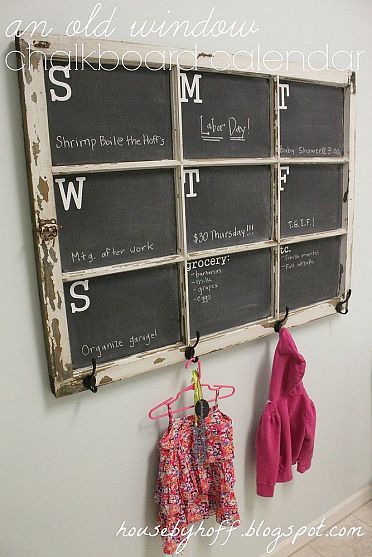 DIY::Old Window to Farmhouse Styled Chalkboard Calendar ! Perfect For Fall & Holidays !   Visit & Like our Facebook page! https://www.facebook.com/pages/Rustic-Farmhouse-Decor/636679889706127 Chalkboard Window, Chalkboard Calendar, Window Crafts, Window Projects, Old Windows, Window Frames, Window Frame, My New Room, Home Projects