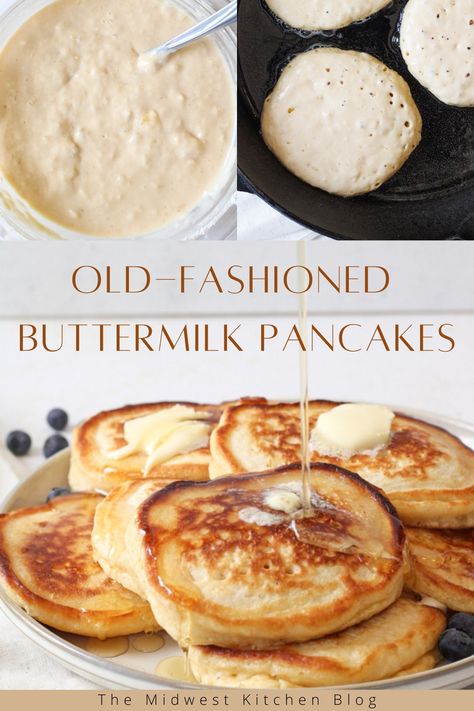 Slow weekend mornings call for all the comfort food! This old-fashioned buttermilk pancake recipe is always my family’s go-to breakfast. Easier and tastier than boxed pancake mix, these are the best pancakes because they are so soft and delicious with a hint of sweetness. Homemade buttermilk pancakes are perfect for breakfast or to pack for easy snacks for your kids or as a grab-and-go breakfast. Breakfast With Buttermilk, Buttermilk Breakfast Recipes, Small Batch Pancakes, Buttermilk Pancakes From Scratch, Best Fluffy Pancakes, Old Fashioned Pancake Recipe, Old Fashioned Pancakes, Buttermilk Pancake Recipe, Homemade Buttermilk Pancakes