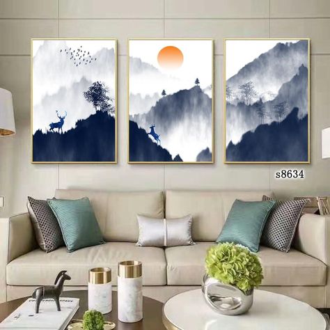 3 Canvas Art Ideas, 3 Paintings In A Row Canvases, Multiple Canvas Art, Multiple Canvas Paintings, Carillons Diy, 3 Paintings, Wall Painting Living Room, Japandi Decor, Wall Art Diy Paint