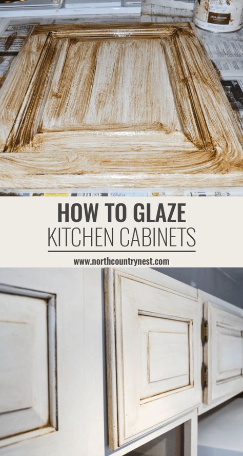 Glaze Kitchen Cabinets, Distressed Kitchen Cabinets, Glazed Kitchen Cabinets, Antique Kitchen Cabinets, Distressed Kitchen, Kitchen Diy Makeover, Diy Kitchen Renovation, New Kitchen Cabinets, Kitchen Cabinets Makeover