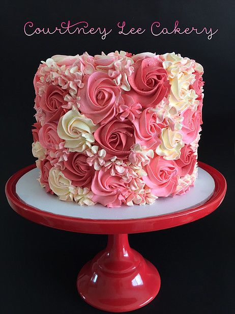 Rosette Cake, Cake Decorating Frosting, Cake Decorating Designs, Pretty Birthday Cakes, Rose Cake, Cool Birthday Cakes, Floral Cake, Birthday Cake Decorating, Fancy Cakes