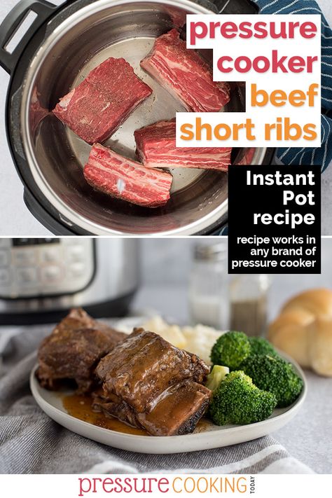 Bone-In Instant Pot Beef Short Ribs - Pressure Cooking Today™ Short Ribs Recipe Easy, Pressure Cooker Beef Ribs, Best Short Ribs, Ribs Pressure Cooker, Instant Pot Beef Short Ribs, Pressure Cooker Short Ribs, Instant Pot Short Ribs, Pressure Cooker Ribs, Bbq Beef Short Ribs