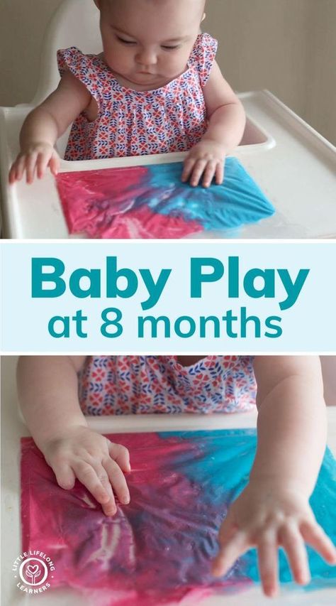 8 Month Old Activities, 9 Month Old Baby Activities, Baby Play Ideas, Coloured Pasta, Mess Free Painting, Baby Development Activities, Infant Sensory Activities, 9 Month Old Baby, Free Painting