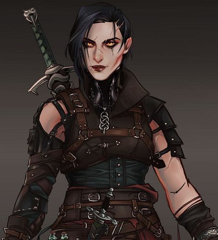 Dnd Assassin Character Design, Female Witcher Oc, Damphir Dnd, Dhampir Female, Bloodhunter Dnd, Blood Hunter Dnd, Dnd Blood Hunter, Female Witcher, Dhampir Dnd