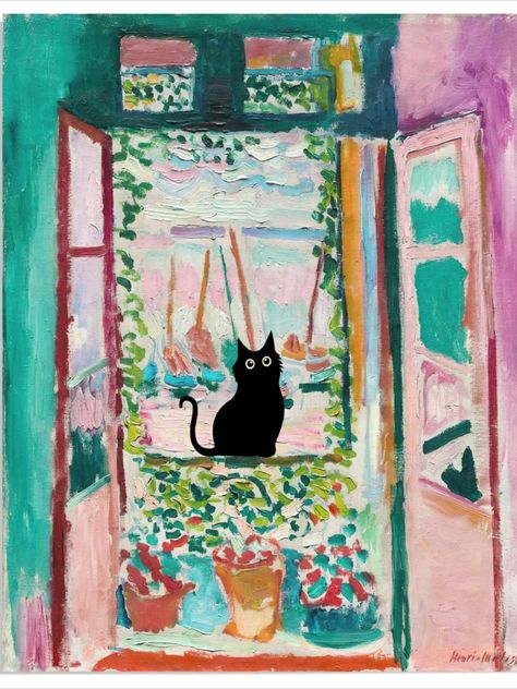 https://amzn.to/3ONBbqQ Matisse Open Window, Cat Living Room, Colorist Art, Maximalist Apartment, Black Cat Funny, Impressionist Painters, Henri Matisse Art, Matisse Paintings, Midcentury Art