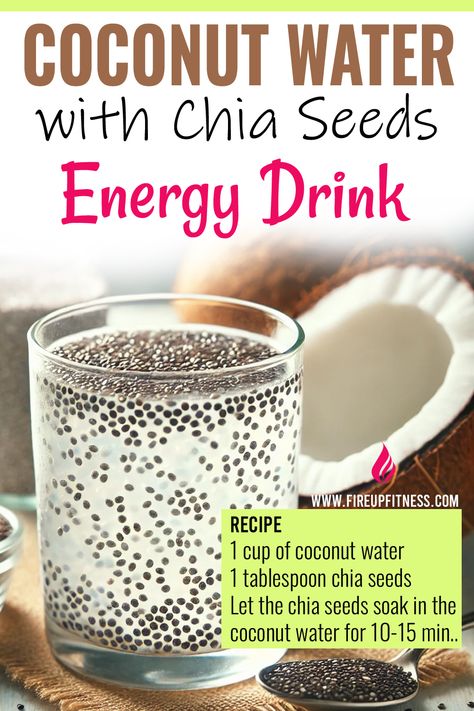 🌿✨ Caffeine Free Energy Drink | Chia Seeds in Coconut 🥥 Water Energy Boosting Drink Hot Coffee With Chia Seeds, Moringa Recipes Powder, Chia Seed Water Recipe, Chia Seed Tea, Water With Chia Seeds, Chia Seed Drink Recipes, Chia Seed Diet, Chia Water, Chia Drink