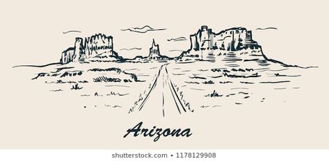 Arizona Mountains Tattoo, Desert Road Tattoo, Arizona Tattoo Ideas, Mirror Tattoo, Route 66 Arizona, Arizona Tattoo, Simple Tats, Arizona Mountains, Star Logo Design