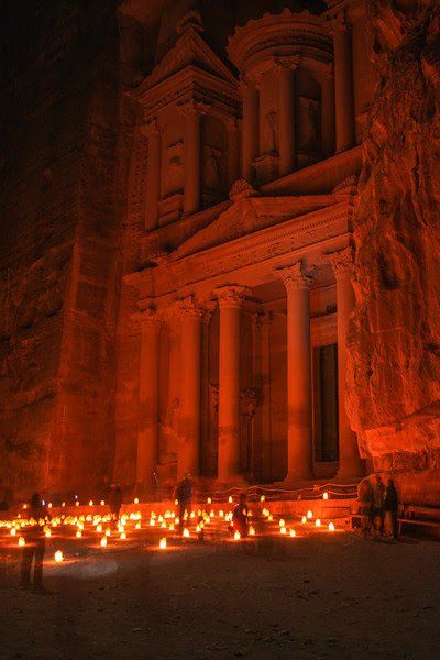 Petra by night, Jordan Desert Kingdom Aesthetic, Red Desert Aesthetic, Desert At Night, Desert Night, Red Desert, Desert Aesthetic, Red City, Stone City, 7 Wonders