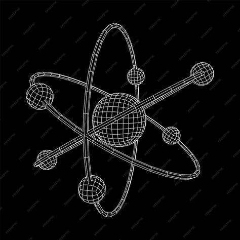 Premium Vector | Planetary model of atom with nucleus electrons spining on orbits wireframe low poly illustration Planetary Model Of Atom, Model Of Atom, Atom Illustration, Planetary Model, Poly Illustration, Atomic Structure, Quantum Mechanics, Wireframe, Low Poly