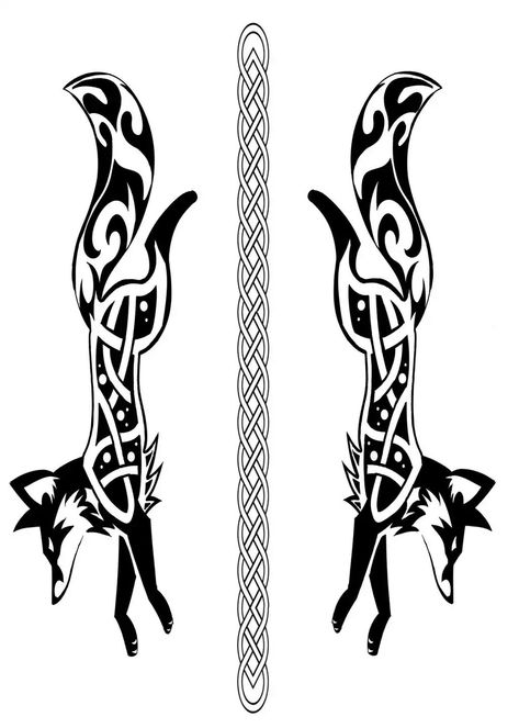 Celtic fox Viking Fox Tattoo, Celtic Fox Design, Celtic Fox Tattoo, Fox Tattoo Sketch, Fox Symbol, Fox Tattoo Meaning, Celtic Animals, Fox Tattoo Design, Celtic Tattoo