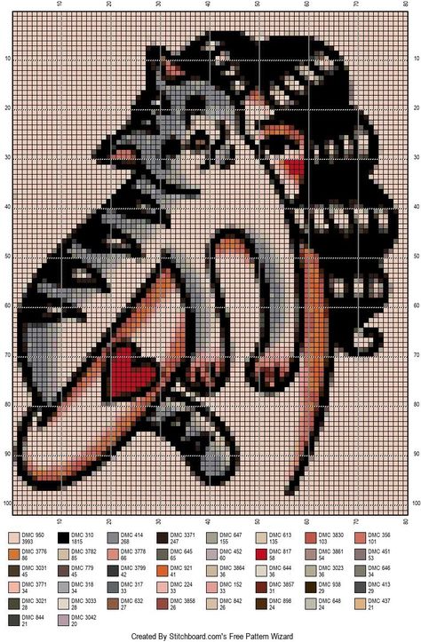 Hello! I love cross stitch and I love creating patterns even more. I want to show you my creativity. Cross Stitch Patterns Crochet, Tattoo Cross Stitch Pattern, Alpha Tapestry Pattern, Pixel Grid, Love Cross Stitch, Creating Patterns, Graph Crochet, Pixel Crochet, Cat Cross Stitch Pattern