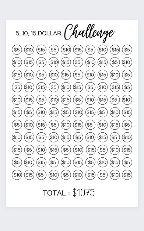 5,10,15 Dollar Money Challenge,money Saving Challenge Printable, Savings Challenge, Savings Tracker, Savings Planner, Printable PDF - Etsy Australia Small Amount Saving Challenge, Small Savings Challenge, Savings Challenge Printable Free, Save Money Challenge, Money Saving Challenge Printable, Saving Challenge Printable, Saving Money Chart, Money Chart, Money Saving Methods