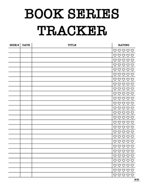 Series Tracker Reading Journal, Book Tracker Printable Free, Books To Read Tracker, Book Series Tracker, Book Tracker Template, Book Charts, Book Trackers, Series Tracker, Reading Printables