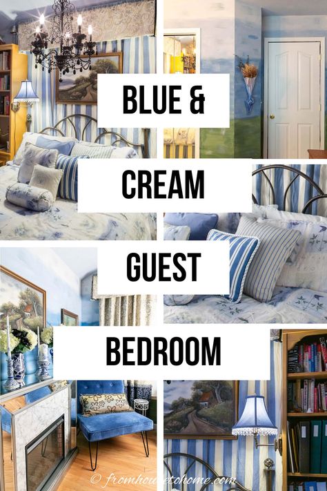 blue & cream guest bedroom Cream Guest Bedroom, Guest Bedroom Paint Ideas, Blue Decor Ideas, Blue And Cream Bedroom, Guest Room Makeover, Guest Room Colors, Bedroom Transformation, Guest Bedroom Makeover, House To Home