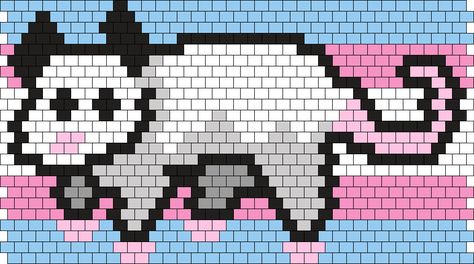 Trans Possum Cuff Kandi Pattern Kandi Possum Tutorial, Kandi Pixel Art, Kandi Possum, Minecraft Kandi, Trans Kandi, Kandi Cuff Patterns With Numbers, Kandi Patterns Templates, Fnaf Kandi, Kandi Patterns Cuff