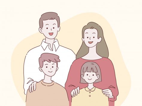 Happy parents and children smile togethe... | Premium Vector #Freepik #vector 가족 일러스트, Family Collage, Dibujo Simple, Cartoon Elephant, Family Drawing, Happy Parents, Au Pair, Event Poster Design, Graphic Design Ads