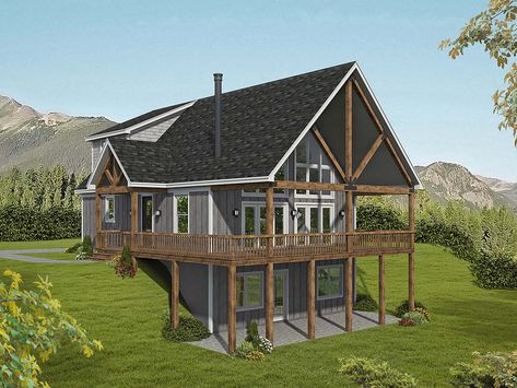 House Plan 80928 - Country, Prairie, Ranch, Traditional Style House Plan with 1770 Sq Ft, 4 Bed, 4 Bath Mountain House Plan, Floorplan House, Covered Entry, Open Family Room, Frame Cabin, Country Craftsman, Mountain House Plans, Lake House Plans, Side Porch