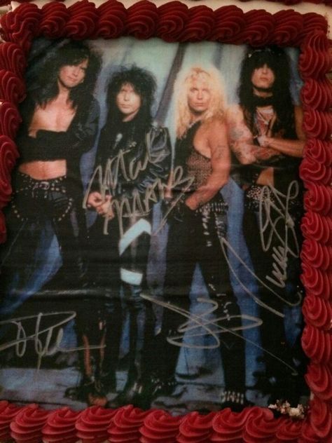 Motley Crue Birthday Cake Motley Crue Birthday Party Theme, Motley Crue Cake, Motley Crue Birthday Cake, Motley Crue Poster Aesthetic, Funny Motley Crue Photos, Motley Crue Partying, 80s Rock, Motley Crue Tank Top, Mini Cakes Birthday