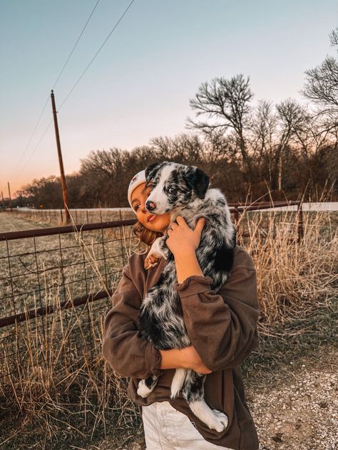 Farm Puppy, Cute Farm Pictures, Australian Shepherd Farm Dog, Dogs On Farm, Cute Farm Dogs, Farm Dog Aesthetic, Country Dog, Country Dogs, Farm Dogs Breeds