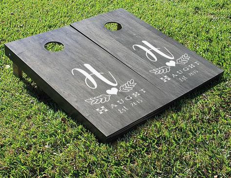 Wedding Cornhole Boards, Wedding Cornhole, Wedding Games, Cornhole Boards, After Life, Wedding Guide, Wedding Themes, Backyard Wedding, Home Wedding