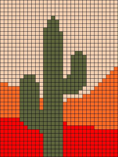 Cactus Alpha Pattern, Western Alpha Pattern, Western Pixel Art, Bracelet Colour Ideas, Iron Bead Designs, Graph Drawings, Pixel Grid Crochet, Pixel Macrame, Tapestry Charts