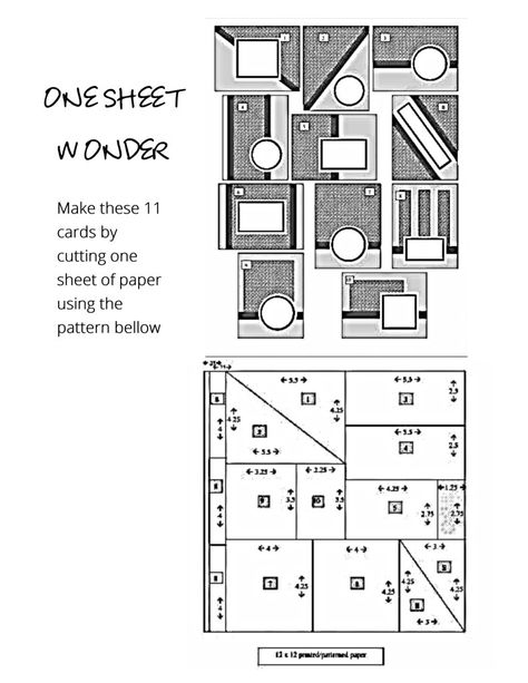 12 X 12 One Sheet Wonder Cards, One Sheet Wonder Cards 12x12 Templates, Card Layouts Templates, Card Sketches Templates, Crafting Techniques, Card Making Templates, One Sheet Wonder, Crafts Room, Folded Paper