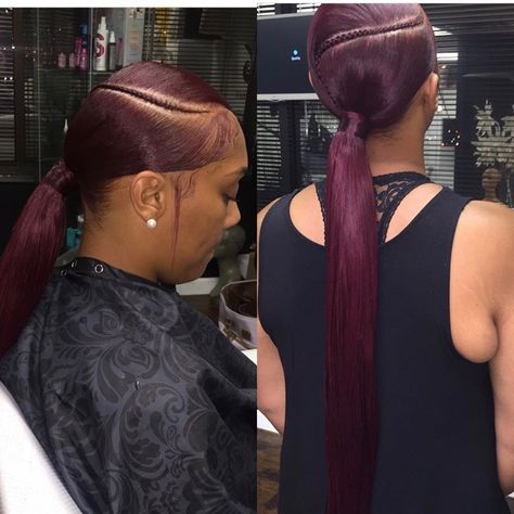 Side part braid long ponytail Side Ponytail Hairstyles For Black Women, Side Part Braided Ponytail, Side Part Ponytail, Weave Ponytail Hairstyles, Sleek Ponytail Hairstyles, Black Ponytail Hairstyles, Braided Ponytail Hairstyles, Slick Hairstyles, Sleek Ponytail