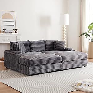 Grey Sunroom Ideas, Oversized Chaise, Oversized Chaise Lounge, Comfy Sectional, Corduroy Sofa, Sofa 3 Seater, Sofa Ottoman, Modern Sleeper Sofa, Sunroom Ideas