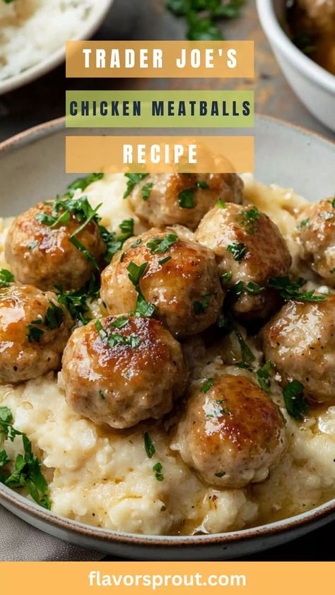 Trader Joe’s Chicken Meatballs Recipe – Flavor Sprout Trader Joe’s Turkey Meatball Recipes, Quick Trader Joes Dinners, Easy Dinner Trader Joes, Trader Joes Meatball Recipes, Trader Joes Chicken Meatballs, Trader Joe’s Chicken Meatball Recipe, Trader Joes Chicken Meatball Recipe, Trader Joes Recipes Easy, Trader Joe’s Chicken Meatballs